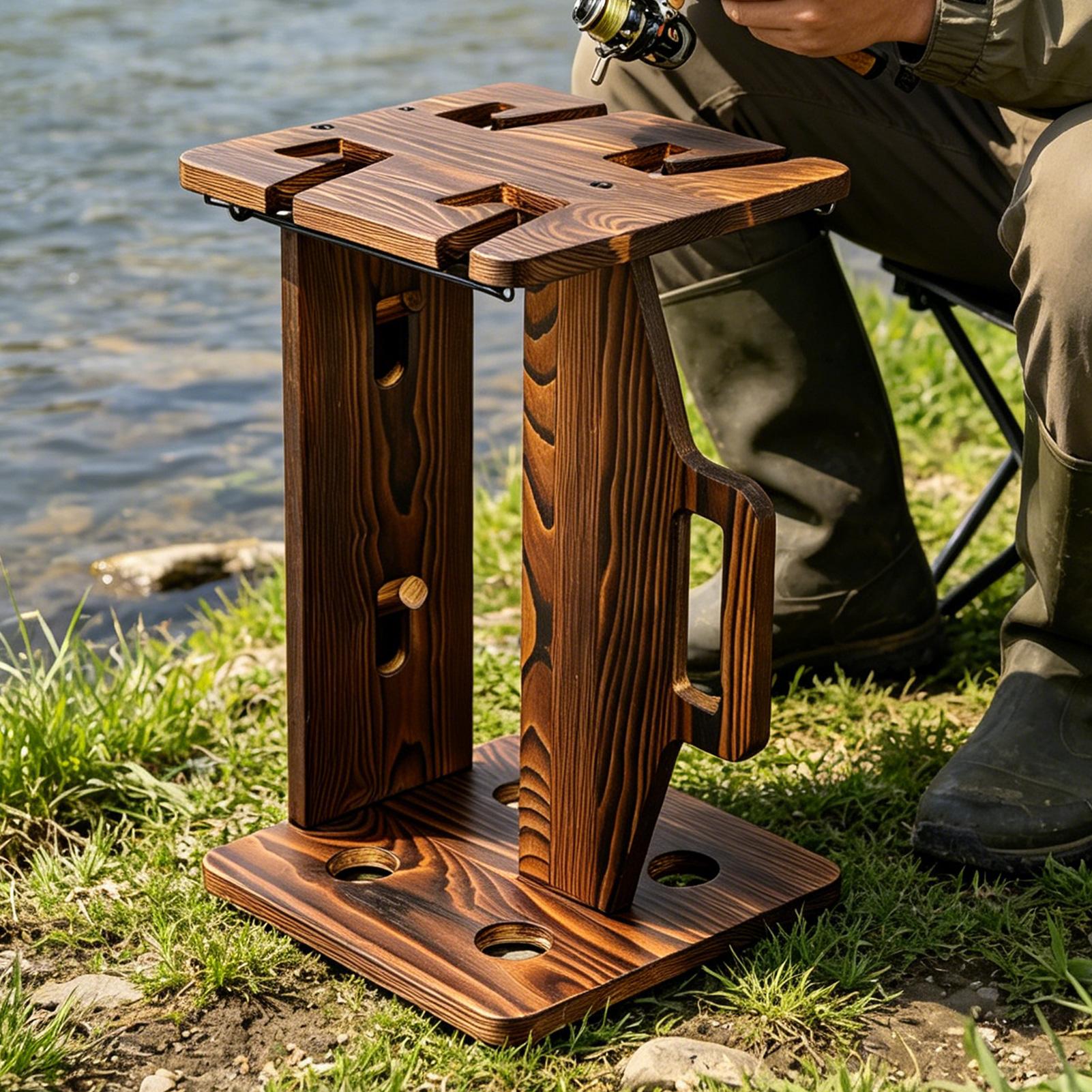 Fishing Rod Holder Wooden Port - Fishing Rod Rack avaliação e preço