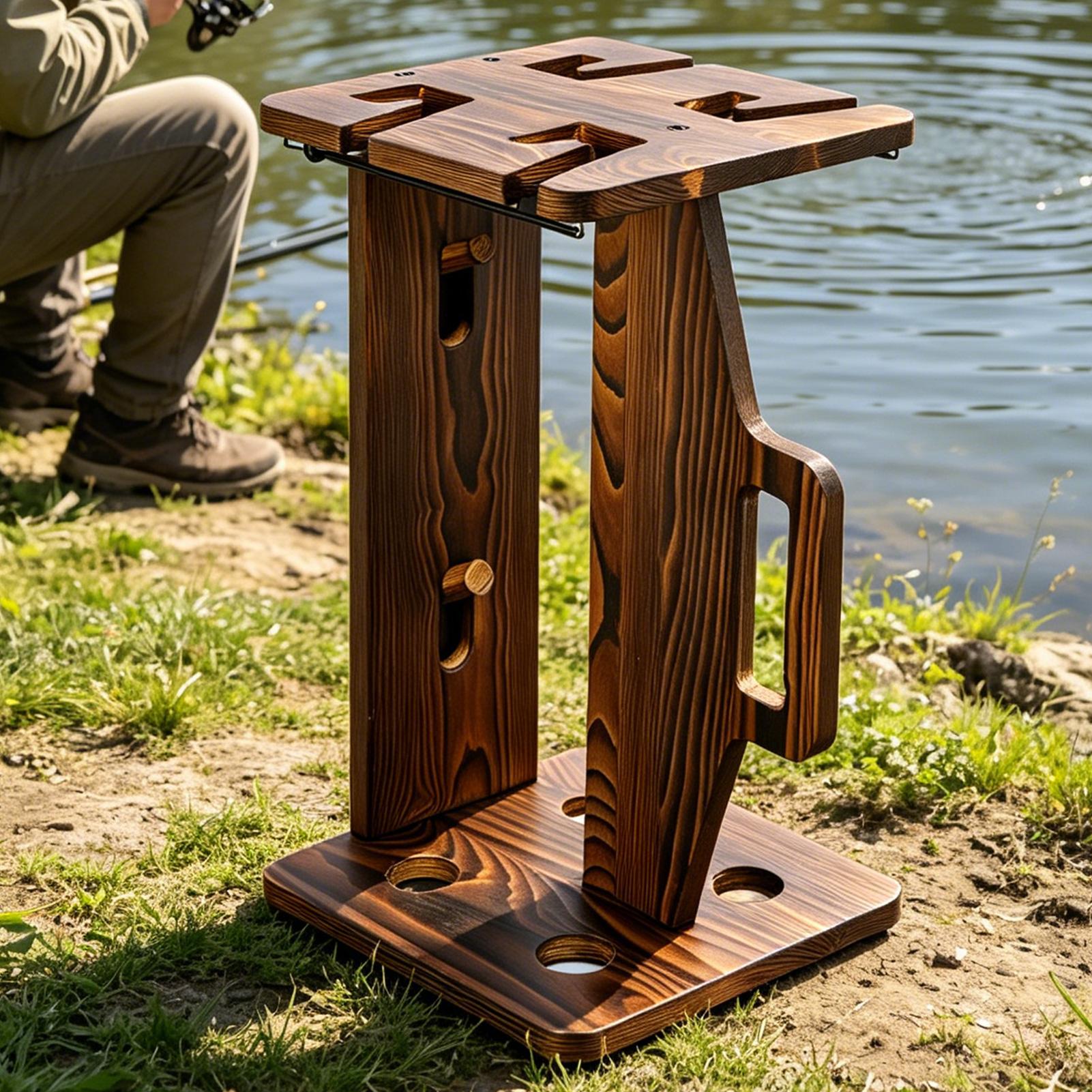 Fishing Rod Holder Wooden Port - Fishing Rod Rack avaliação e preço