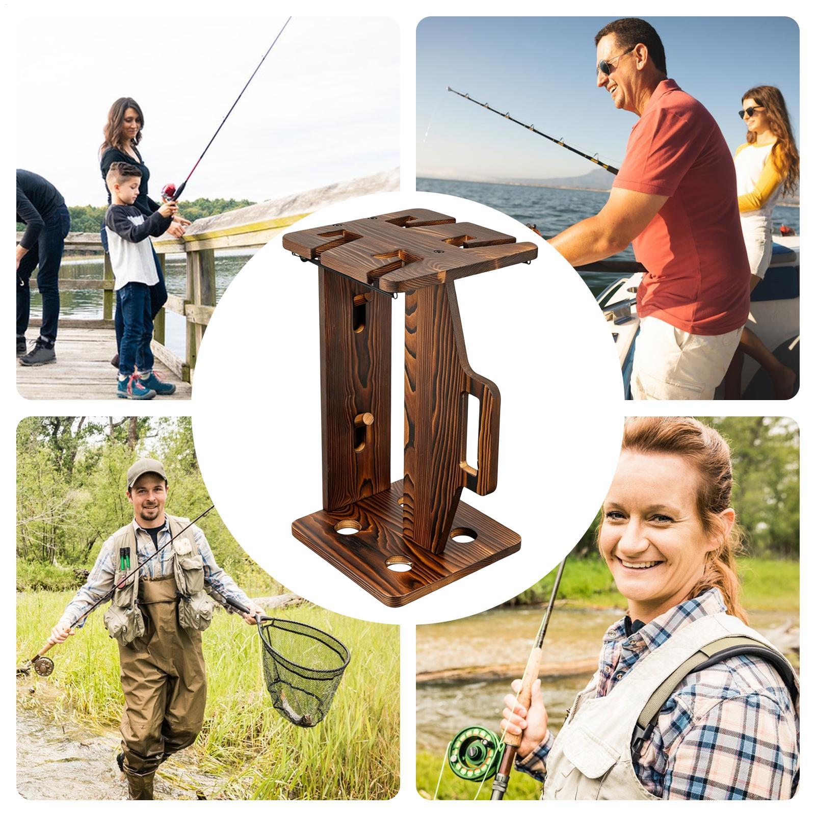 Fishing Rod Holder Wooden Port - Fishing Rod Rack avaliação e preço