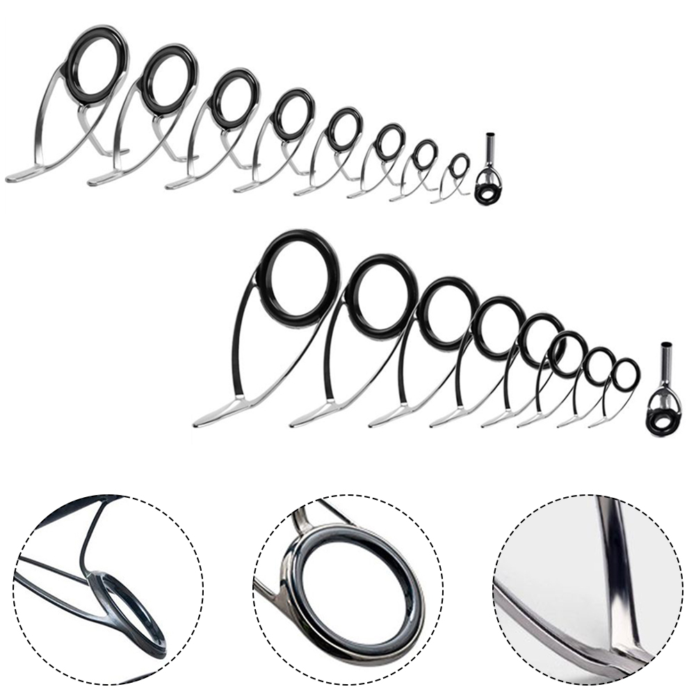 9 Pcs Fishing Rod  Guide Ceram - Fishing Rod Guide Replacement avaliação e preço