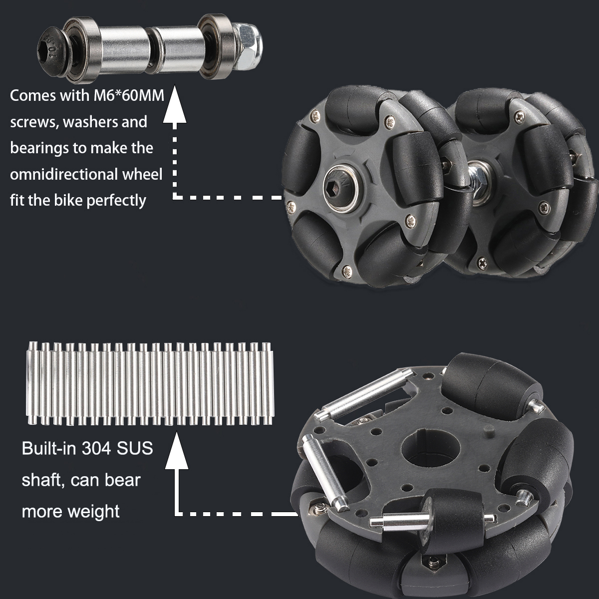 2PCS 58mm Nylon Omni Wheels Ea - Fishing Rod Telescopic avaliação e preço