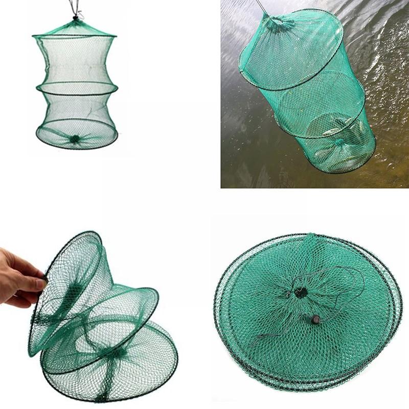 Folding Round Nylon Mesh Metal - Fishing Rod Casting avaliação e preço